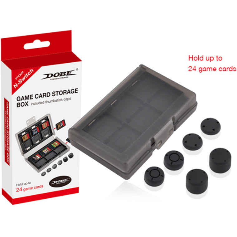 DOBE Nintendo Switch / Switch 2 Game Card Case Storage Box - 24 slots - With 6x Silicon Thumbstick Caps (For Nintendo Switch)
