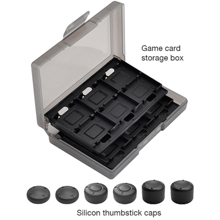 DOBE Nintendo Switch / Switch 2 Game Card Case Storage Box - 24 slots - With 6x Silicon Thumbstick Caps (For Nintendo Switch)