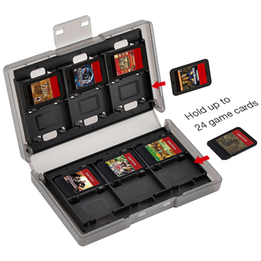 DOBE Nintendo Switch / Switch 2 Game Card Case Storage Box - 24 slots - With 6x Silicon Thumbstick Caps (For Nintendo Switch)