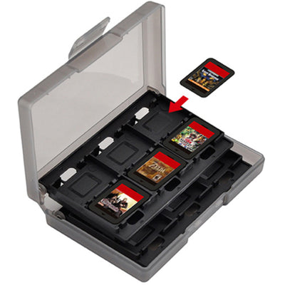 DOBE Nintendo Switch / Switch 2 Game Card Case Storage Box - 24 slots - With 6x Silicon Thumbstick Caps (For Nintendo Switch)
