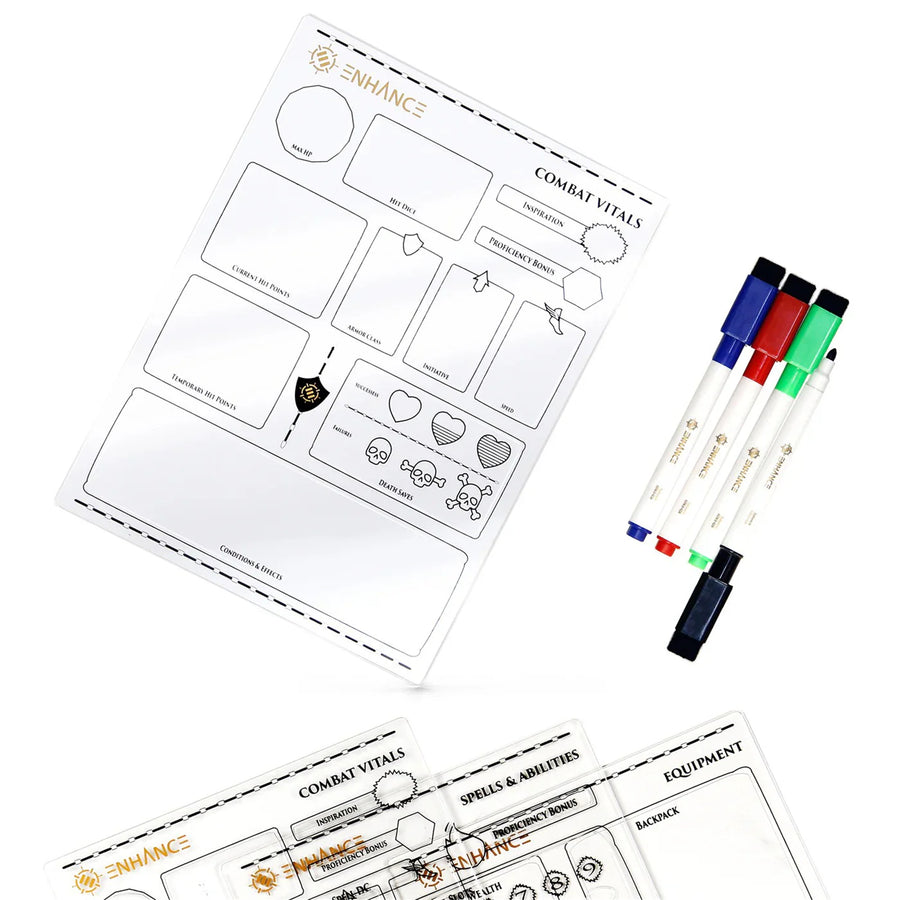 ENTTACS100CLEW - Verbesserte Acryl-Charakterbögen für Tabletop-Spiele - Klar