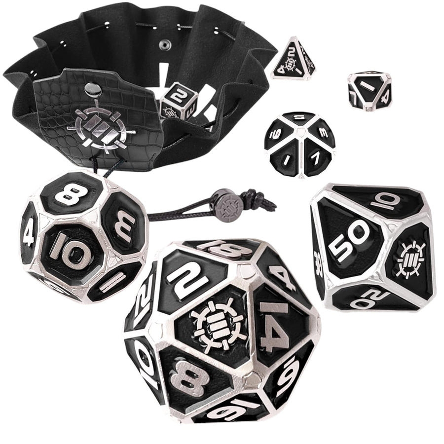 ENTTDM7520BKEW - Enhance Tabletop Collectors 7-teiliges Metall-RPG-Würfelset - Schwarz