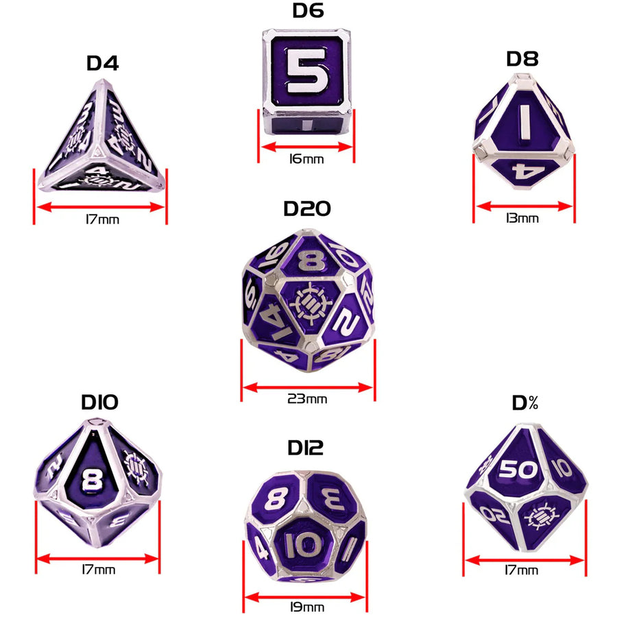 ENTTDM7520PREW - Enhance Tabletop Collectors 7pc Metal RPG Dice Set - Purple