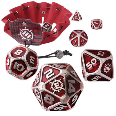 ENTTDM7520RDEW - Verbessertes 7-teiliges Metall-RPG-Würfelset für Tabletop-Sammler – Rot