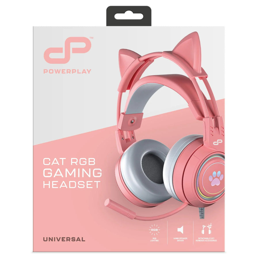 PowerPlay Accessories PUCHP - PowerPlay Cat RGB Gaming Headset (Pink)