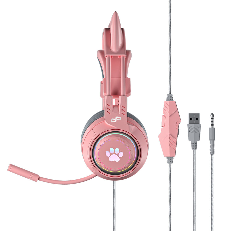 PowerPlay Accessories PUCHP - PowerPlay Cat RGB Gaming Headset (Pink)