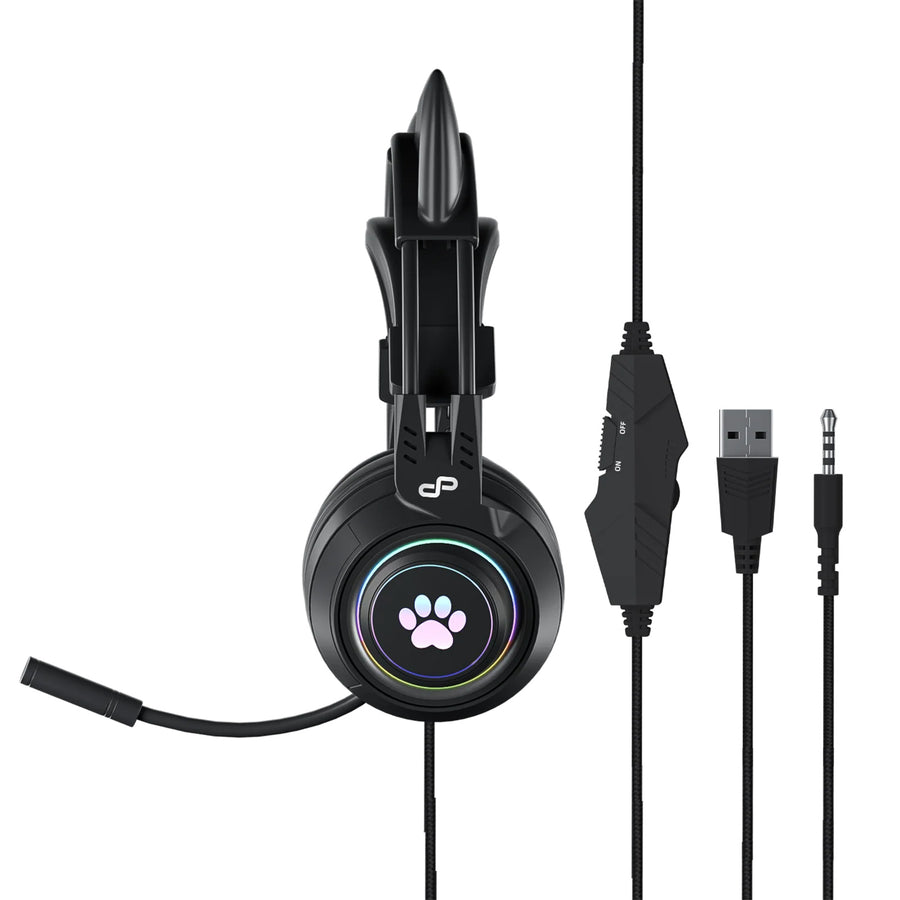 PowerPlay Accessories PUCHBL - PowerPlay Cat RGB Gaming Headset (Black)