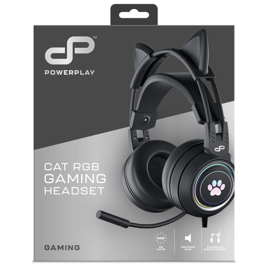 PowerPlay Accessories PUCHBL - PowerPlay Cat RGB Gaming Headset (Black)