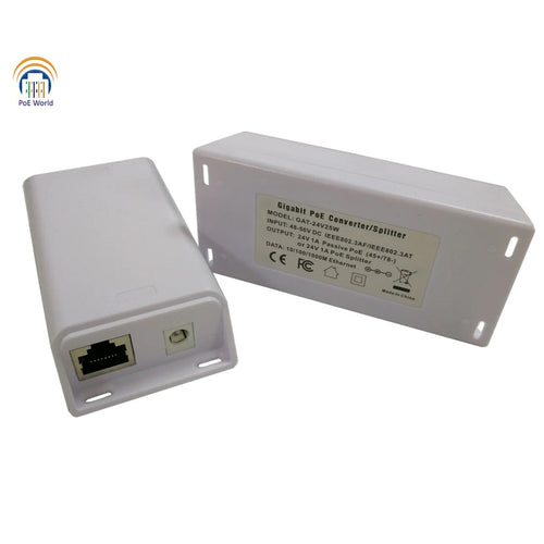 GAT-24v25w - PoE World 802.3at compatible Active PoE to 24v passive Gigabit Splitter or 24VDC Socket - GAT-24v25w