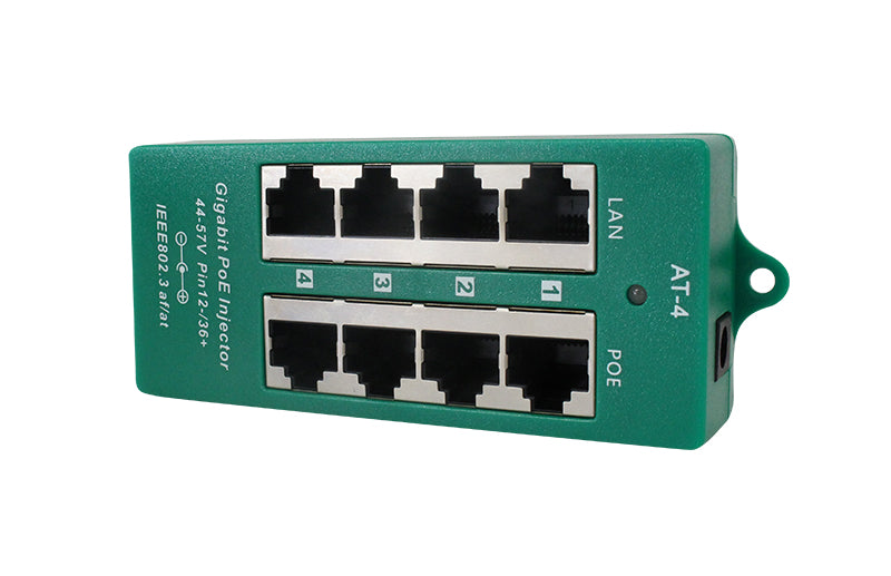 PoE World GAT-4 - 4 Port Gigabit 802.3at Midspan PoE Injector