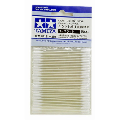 Tamiya 87141 - TAMIYA COTTON SWAB FLAT RND, 50PCS