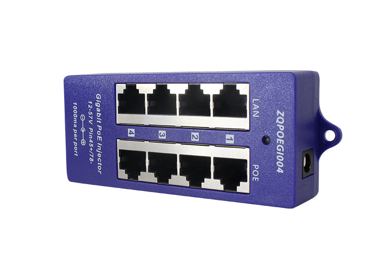 PoE World GPOE-4B-24v - 4 Port Gigabit Shielded Passive 12-57V Midspan PoE Injector
