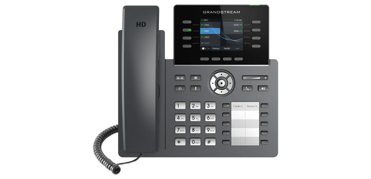 Grandstream Networks GRP2634 - Grandstream GRP2634 8 lines, Gigabit, WiFi/BT, 10 Paper BLF Keys, Colour Screen IP Phone with Dual Band 802.11ac Wi-Fi
