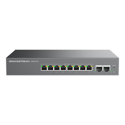 GWN7721P - Grandstream Networks GWN7721P - Grandstream GWN7721P Layer 2-Lite Managed Multi-Gig Switch, 8 x 2.5 GigE, 2 x 10G SFP+ (8 x PoE/PoE+)