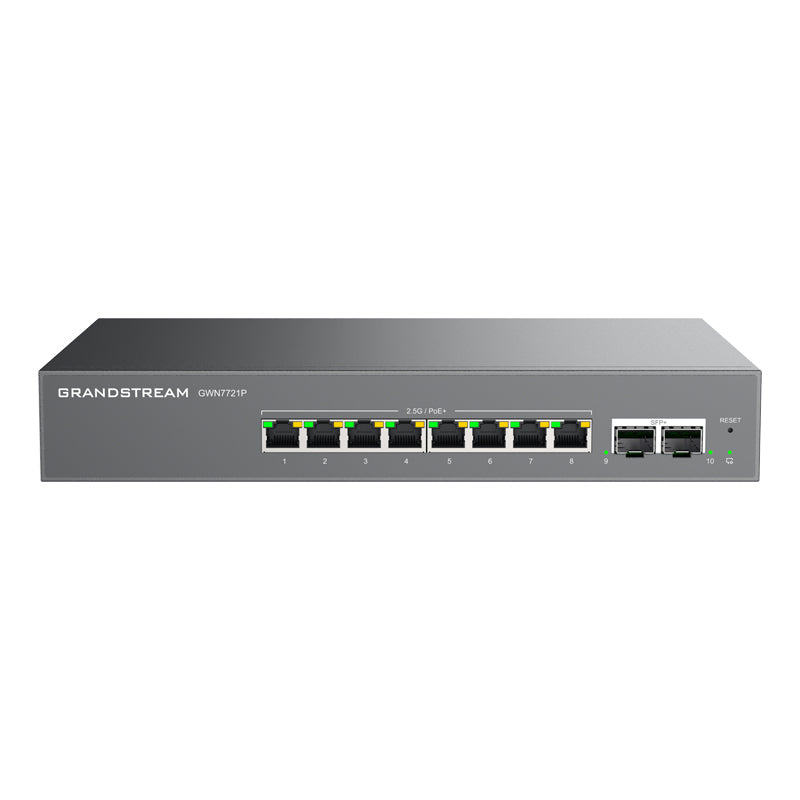Grandstream Networks GWN7721P - Grandstream GWN7721P Layer 2-Lite Managed Multi-Gig Switch, 8 x 2.5 GigE, 2 x 10G SFP+ (8 x PoE/PoE+)