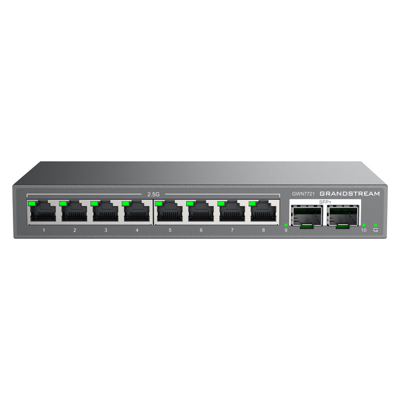 Grandstream Networks GWN7721 - Grandstream GWN7721 Layer 2-Lite Managed Multi-Gig Switch, 8 x 2.5 GigE, 2 x 10G SFP+