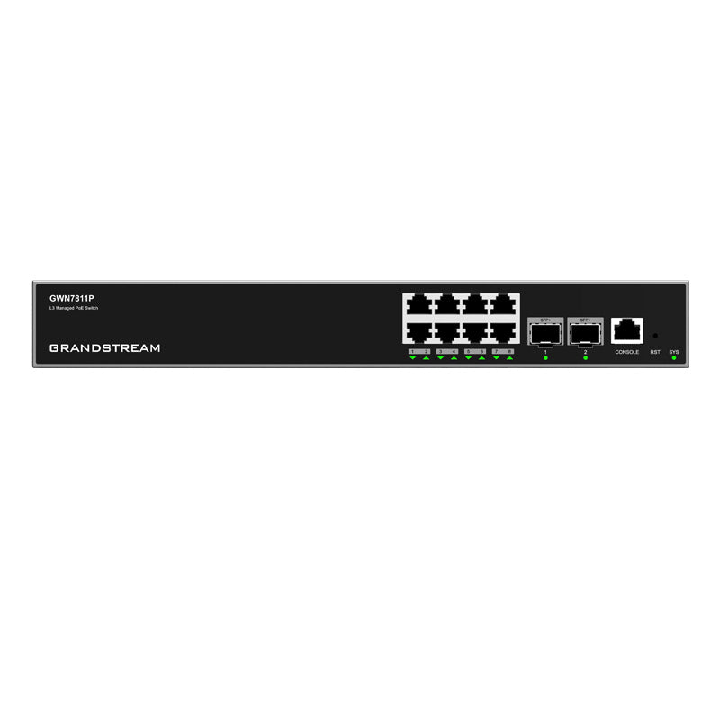 Grandstream Networks GWN7811P - Grandstream GWN7811P Enterprise Layer 3 Managed PoE Network Switch with 8 x GigE and 2 x SFP+