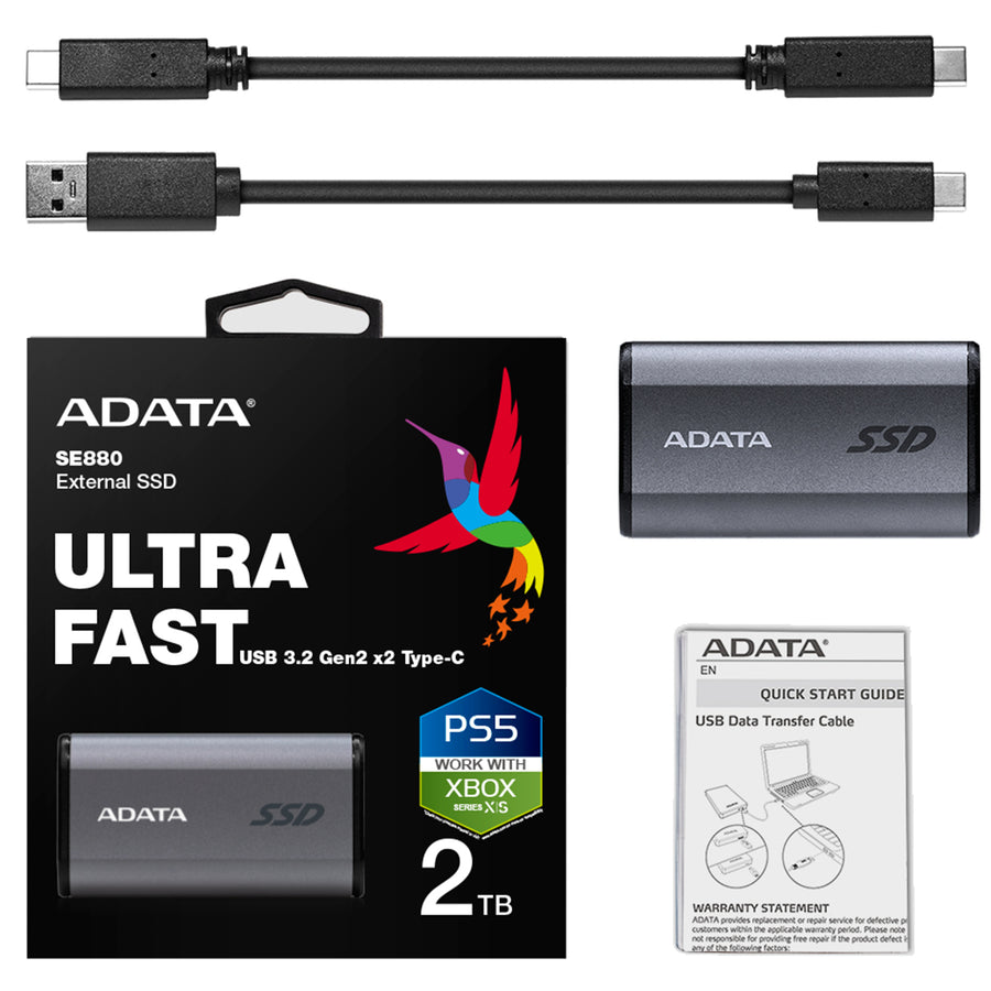 ADATA SE880 2TB USB-C Rugged Portable SSD - 2000Mb/s