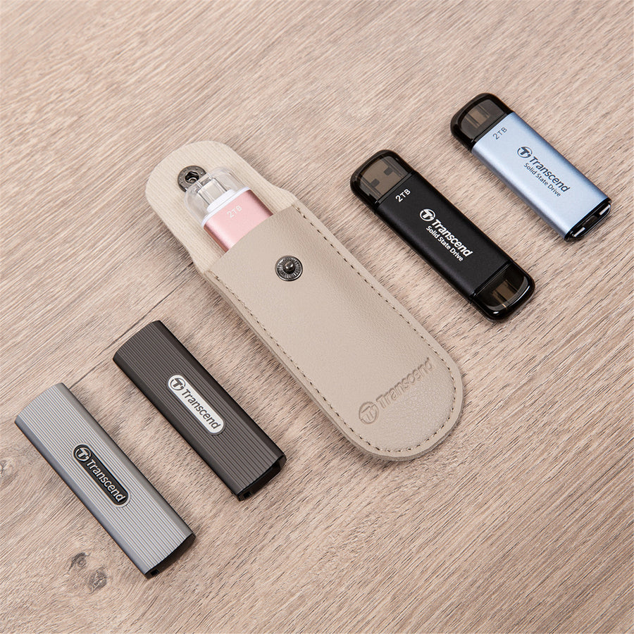 Transcend Leather Pouch for ESD310 Portable SSD Range - Light Khaki