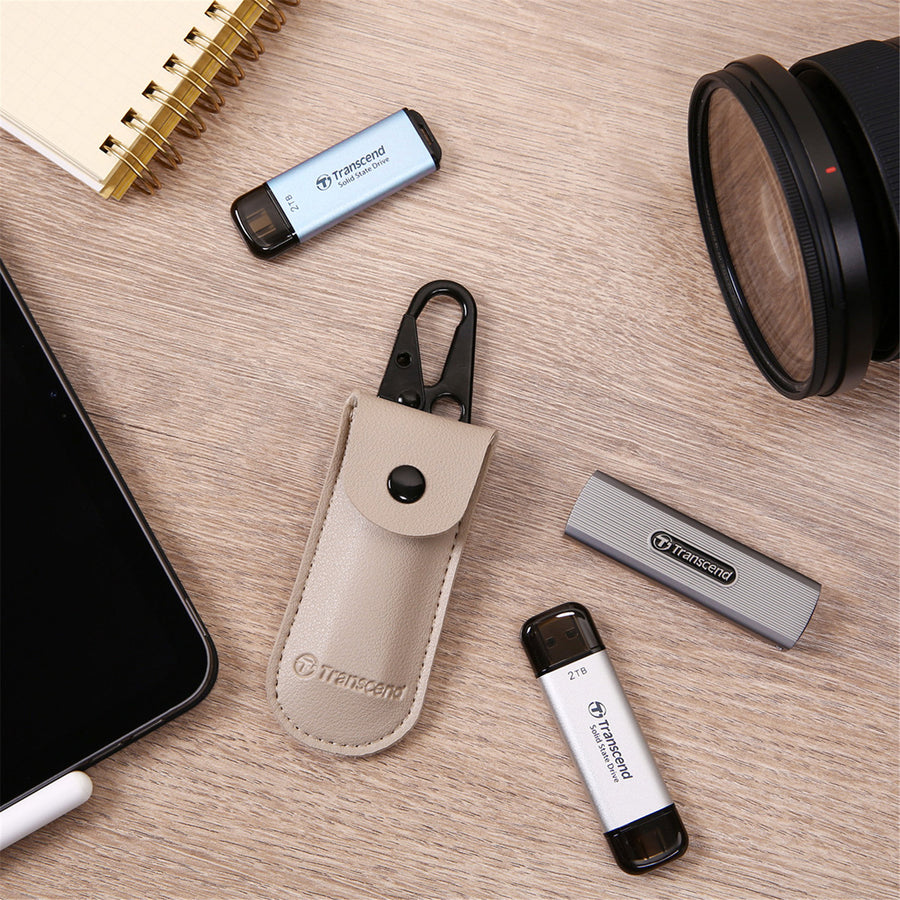 Transcend Leather Pouch for ESD310 Portable SSD Range - Light Khaki