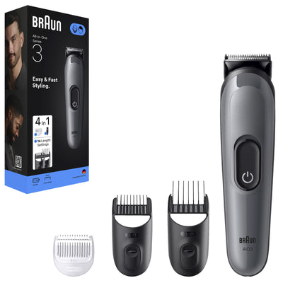 Braun Series 3 AIO3500 4 in 1 Grooming Kit 50-min cordless runtime