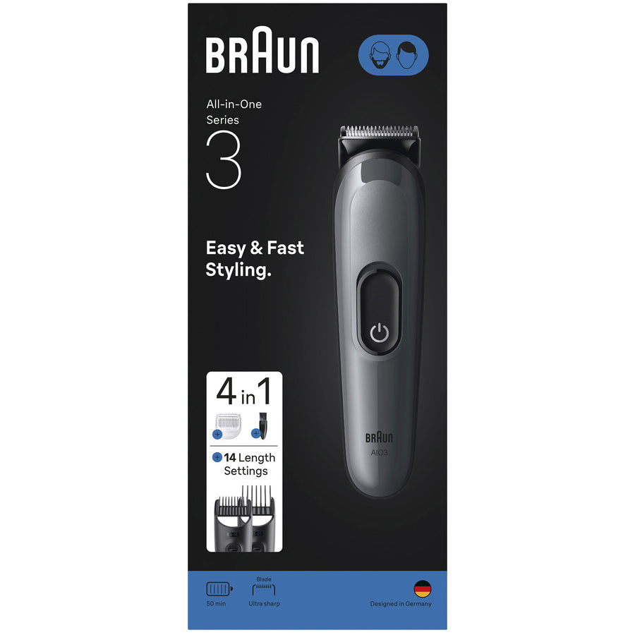 Braun Series 3 AIO3500 4 in 1 Grooming Kit 50-min cordless runtime