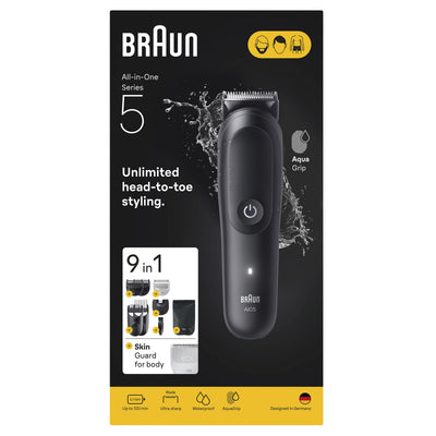 Braun Series 5 AIO5540 9 in1 Grooming Kit 120-min cordless runtime