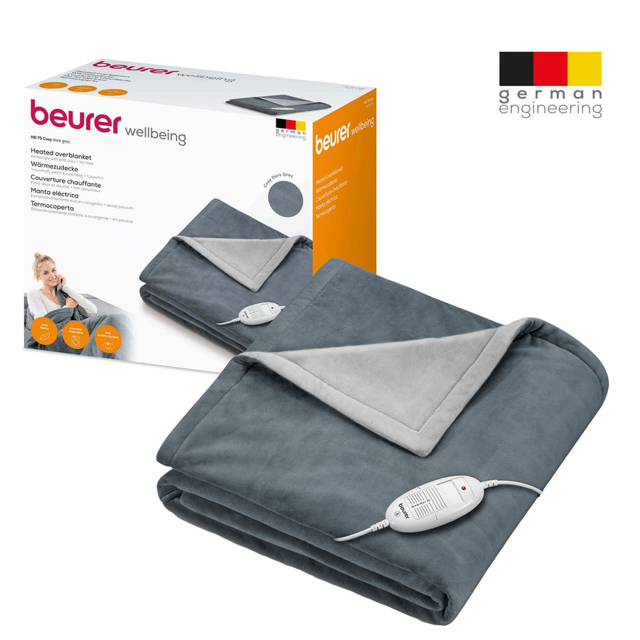 Beurer  HD75DG  Cosy Heated Overblanket with fleece Fibre Surface - Dark Grey