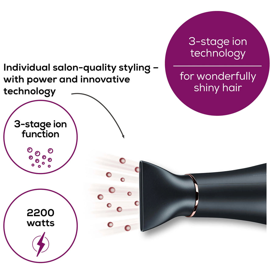 Beurer  HC50   withTriple Ionic Function for Individual Styling & Shiny Hair Dryer