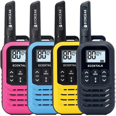 ECOXGEAR ECOXTALK EXG50-4PK UHF 0.5Watt CB Handheld 2-Way Radio walkie talkie 3km+ Range, 20 hours Operating Time, 80 channels AU/NZ