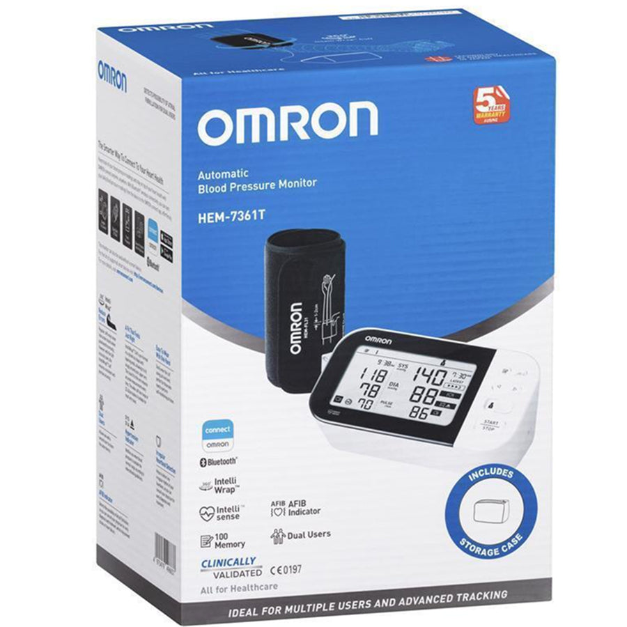 Omron  HEM7361T Bluetooth Upper Arm Blood Pressure Monitor with AFIB Indicator
