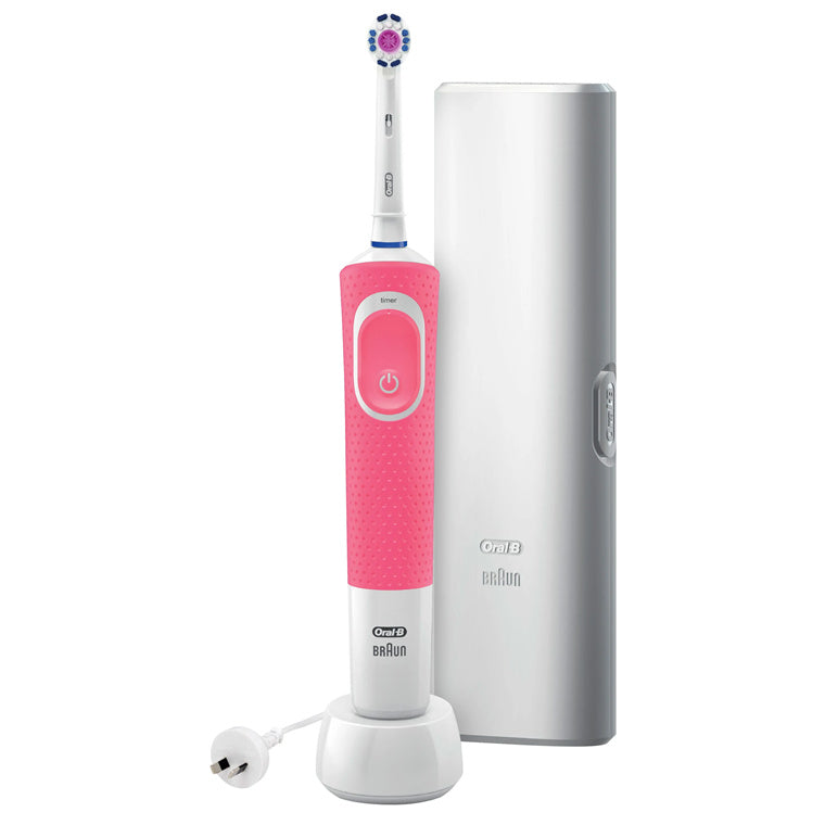 Oral-B  Pro 100 Electric Toothbrush with Travel Case 2D White Polish Power