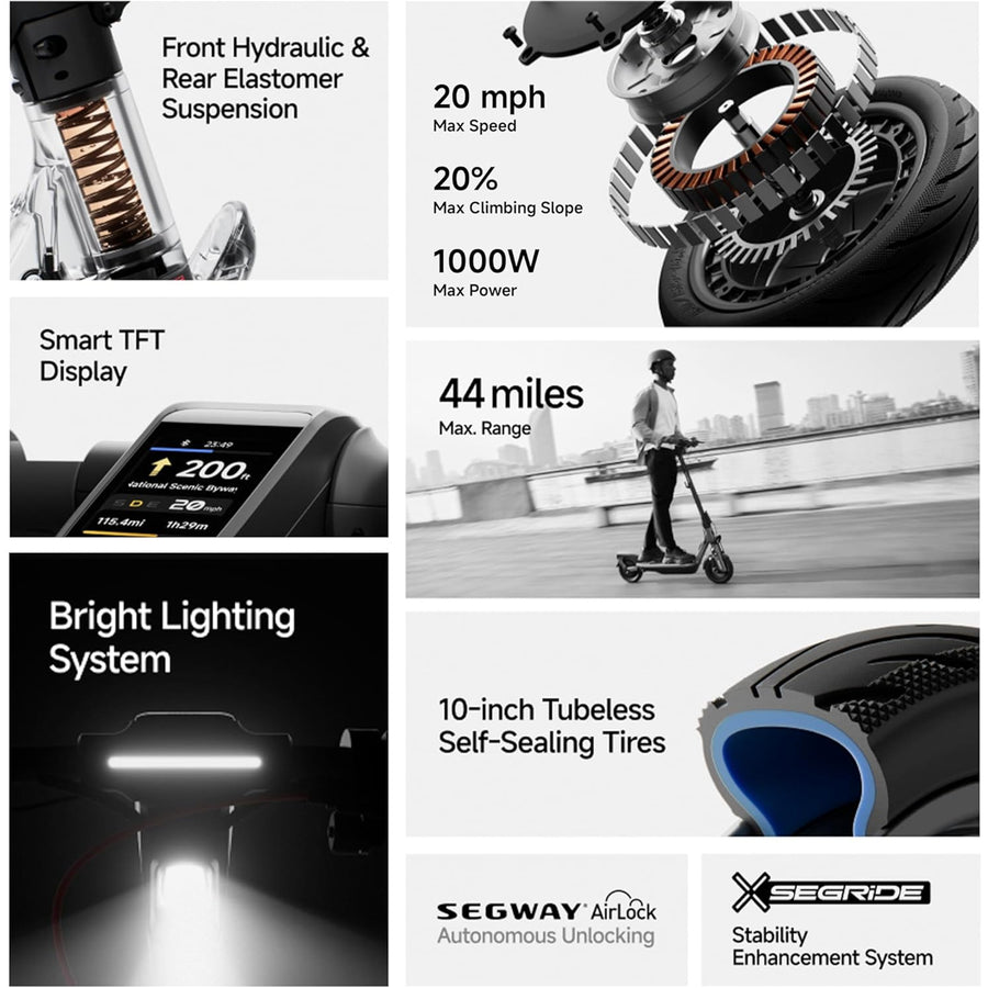 Segway  F3  Electric Scooter Max Speed 25km/h (32km/h Overclocked) Max Distance 70km -
