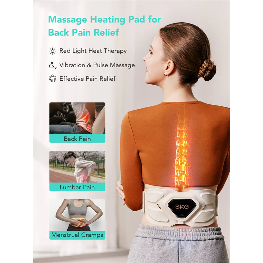 SKG  W9 Pro  Lower Back Massager with Red Light Heat Therapy for Deeper Relief