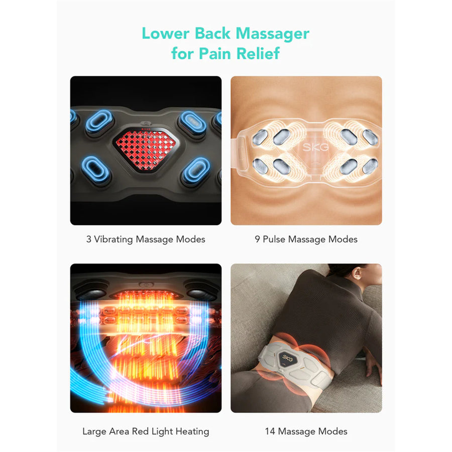 SKG  W9 Pro  Lower Back Massager with Red Light Heat Therapy for Deeper Relief