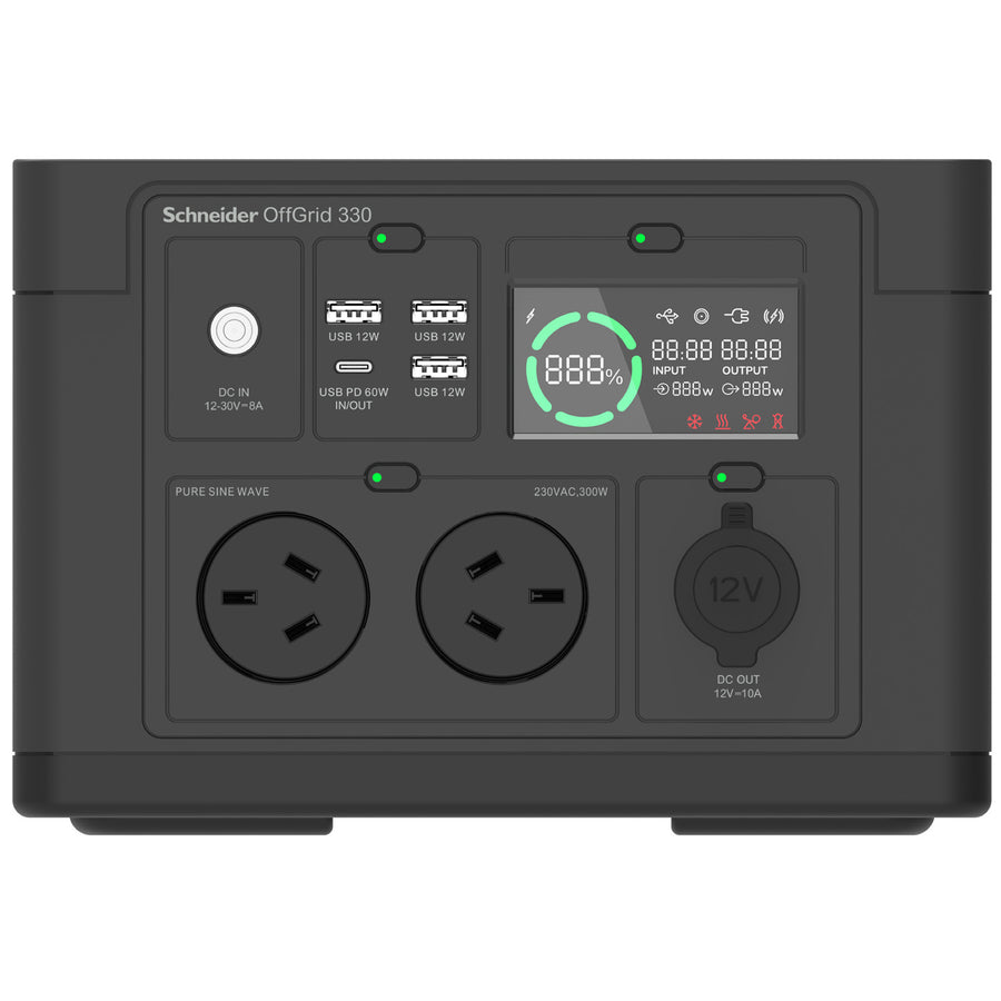 APC PPS330-AZ - Schneider OffGrid Portable Power Station 330, 332Wh Lithium-ion, 2 Australian, Sinewave
