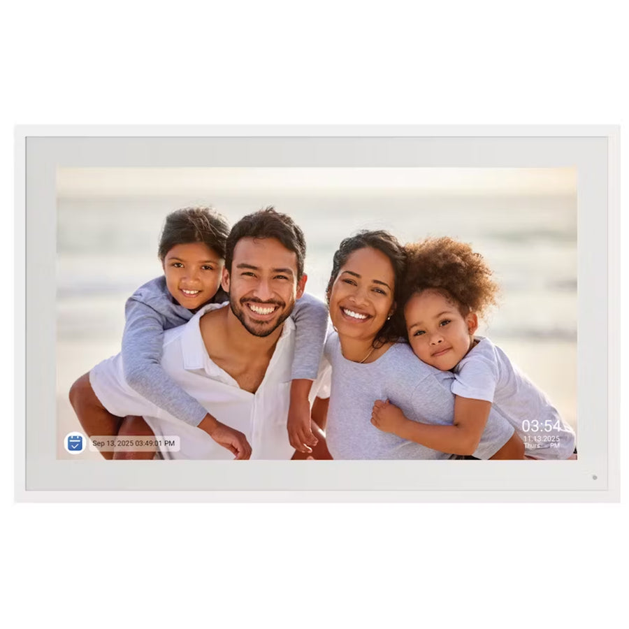 FotoStream 15.6" WIFI Digital Calendar Photo Clear Frame Chore Chart IPS TOUCH SCREEN- wall mount included- 32GB Build In Memory   -  Dinner planning, Sleep mode, share access, Smart e-calendar App Support - Android & IOS Support - 2.4G HZ