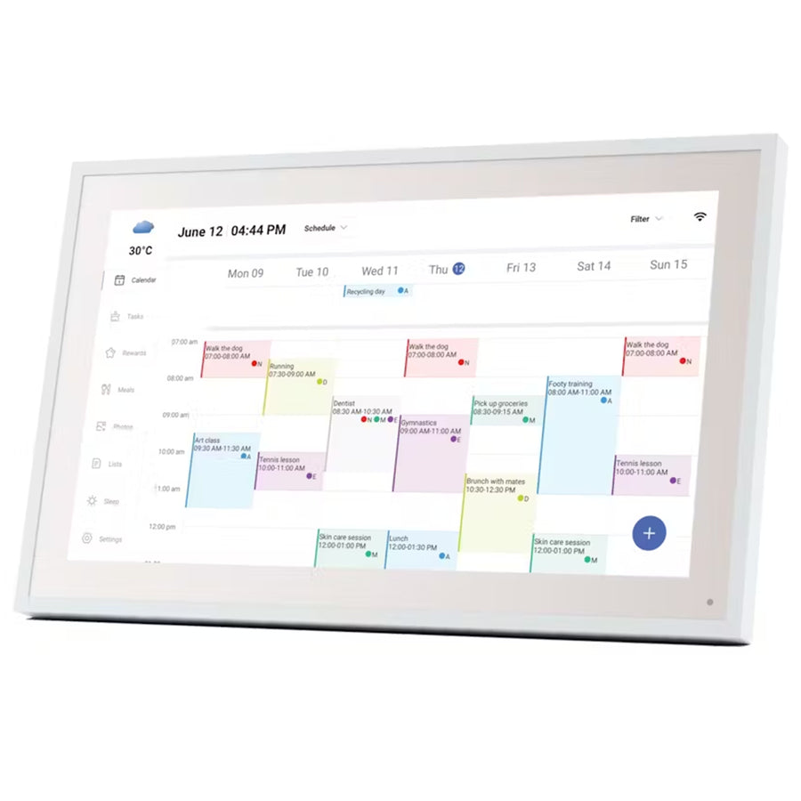 FotoStream 15.6" WIFI Digital Calendar Photo Clear Frame Chore Chart IPS TOUCH SCREEN- wall mount included- 32GB Build In Memory   -  Dinner planning, Sleep mode, share access, Smart e-calendar App Support - Android & IOS Support - 2.4G HZ