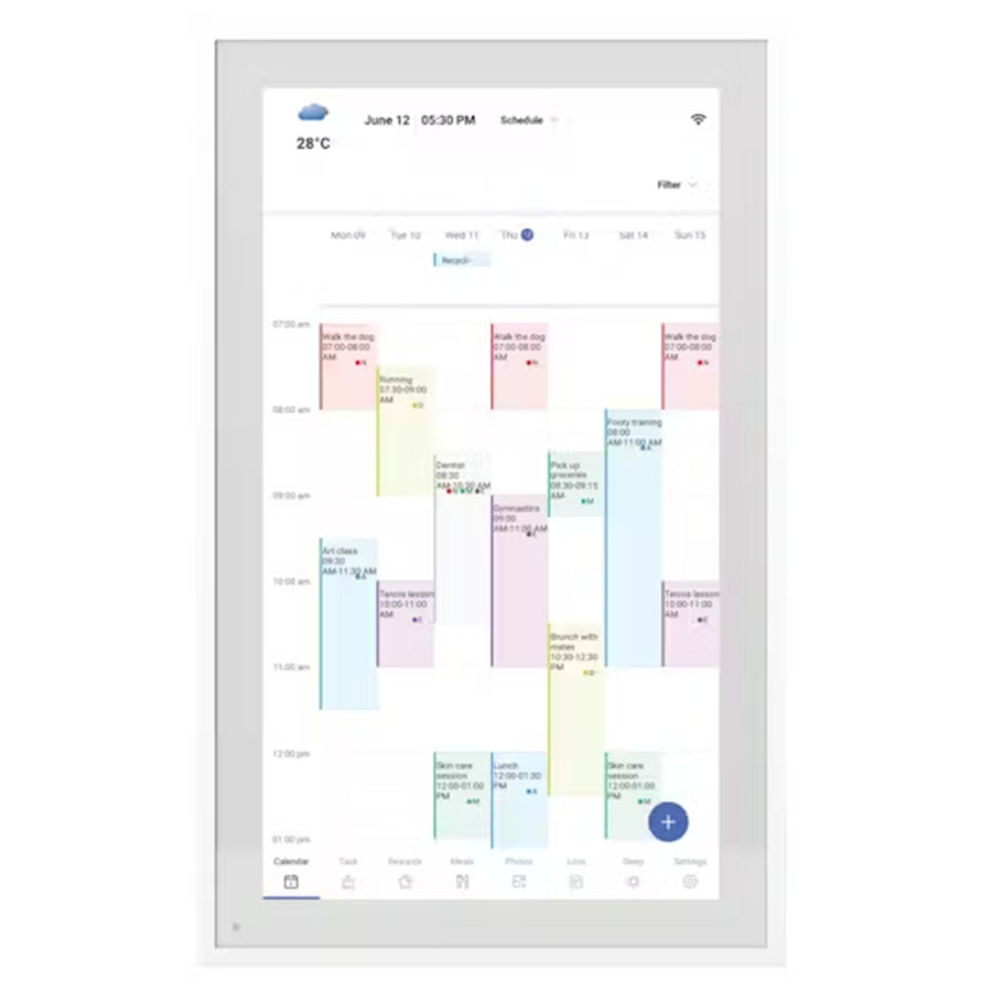 FotoStream 15.6" WIFI Digital Calendar Photo Clear Frame Chore Chart IPS TOUCH SCREEN- wall mount included- 32GB Build In Memory   -  Dinner planning, Sleep mode, share access, Smart e-calendar App Support - Android & IOS Support - 2.4G HZ