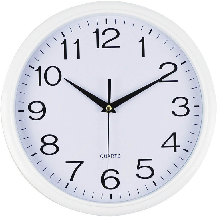 I391W - Italplast Quartz Wall Clock 30cm White, White Trim