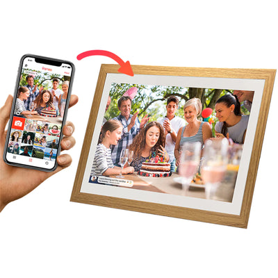 Jackson Frameo 15.6" inch Digital Photo Frame Oak - Play Video & Pictures 8GB Build In Memory - Touch Panel - Smart Frameo App Support - Android & IOS Support - 2.4G HZ
