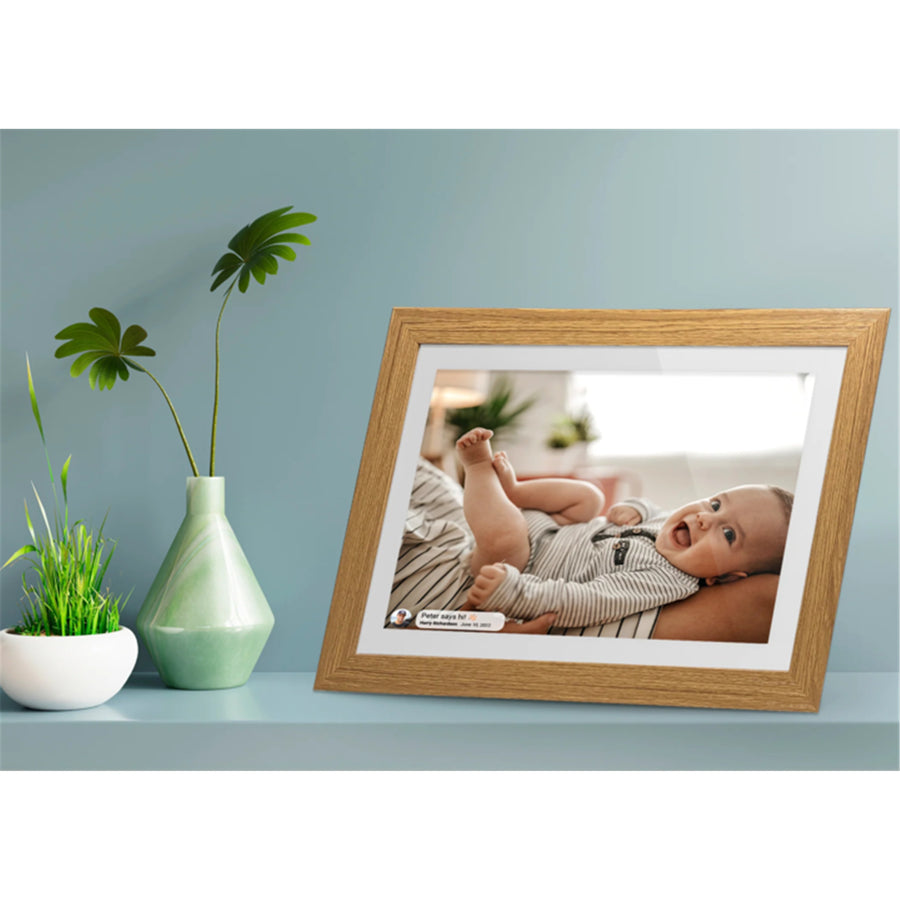 Jackson Frameo 15.6" inch Digital Photo Frame Oak - Play Video & Pictures 8GB Build In Memory - Touch Panel - Smart Frameo App Support - Android & IOS Support - 2.4G HZ