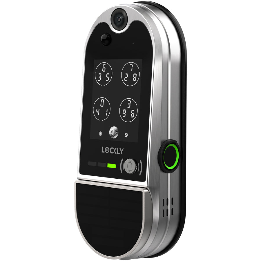 Lockly Vision Elite   Smart Deadbolt Video Lock with Solar Panel - Satin Nickel Finish