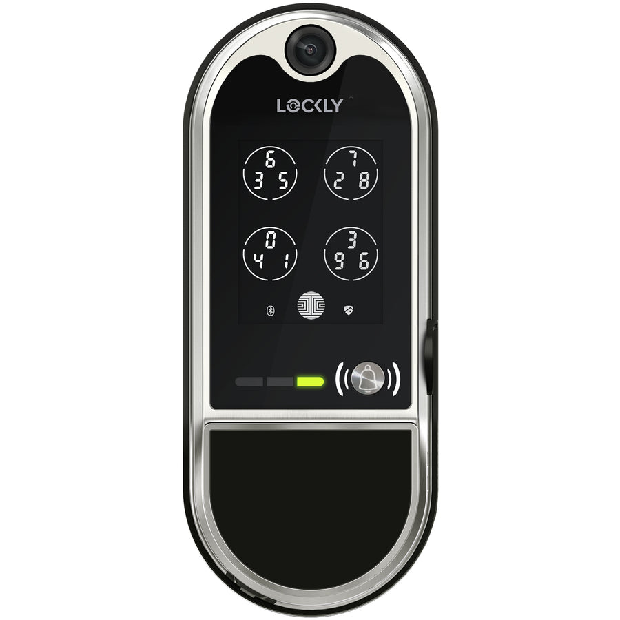 Lockly Vision Elite   Smart Deadbolt Video Lock with Solar Panel - Satin Nickel Finish