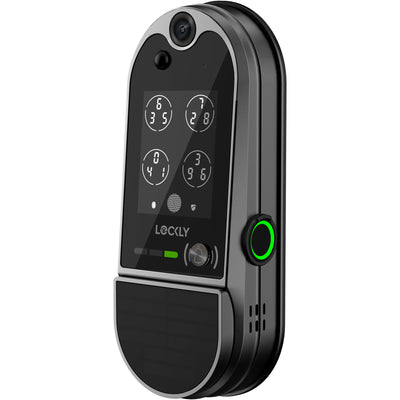 Lockly Vision Elite   Smart Deadbolt Video Lock with Solar Panel - Matte Black