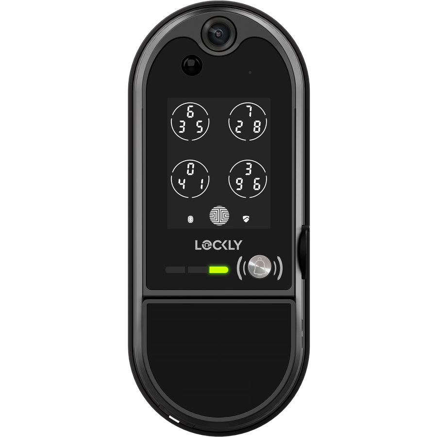 Lockly Vision Elite   Smart Deadbolt Video Lock with Solar Panel - Matte Black