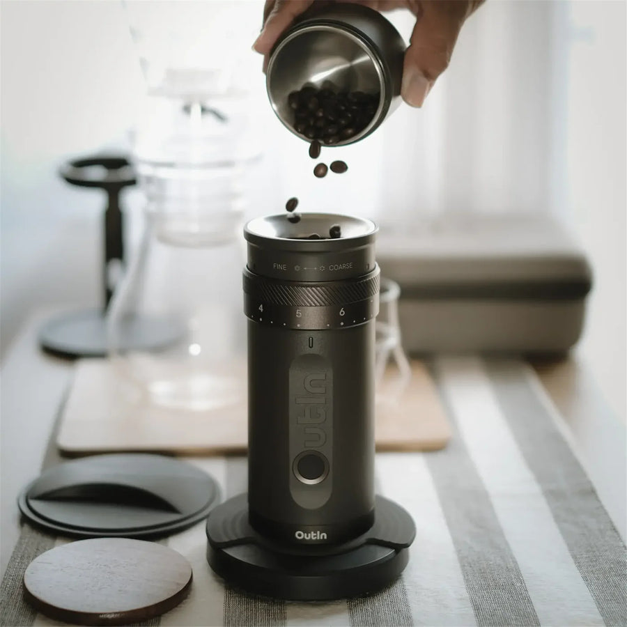 OTCG-01-TB - Outin Fino Portable Electric Coffee Grinder Tundra Brown