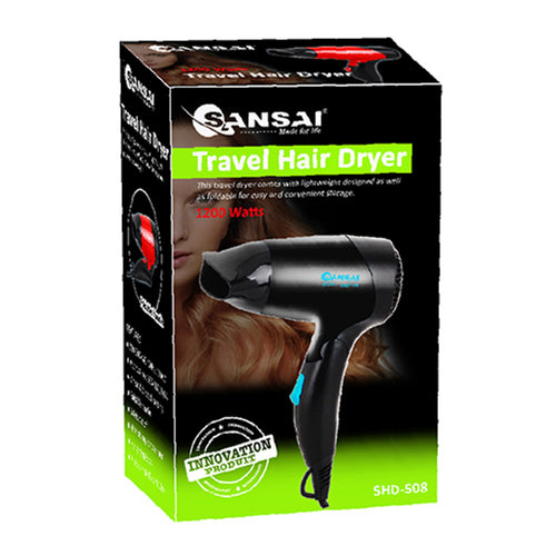 Sansai SHD-508 1200W 2/A Travel Hair Dryer - Black