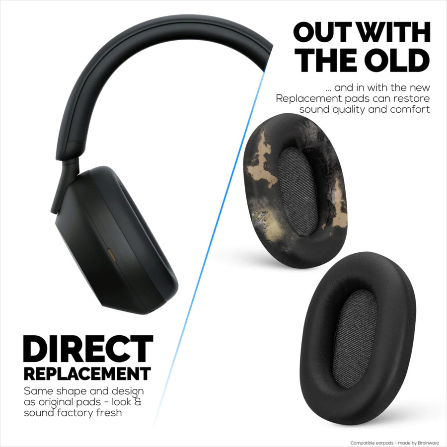 Brainwavz Sony WH-1000XM5 Premium Replacement Earpads for Headphones - Black - Compatible with WH-1000XM5 (5th Generation)