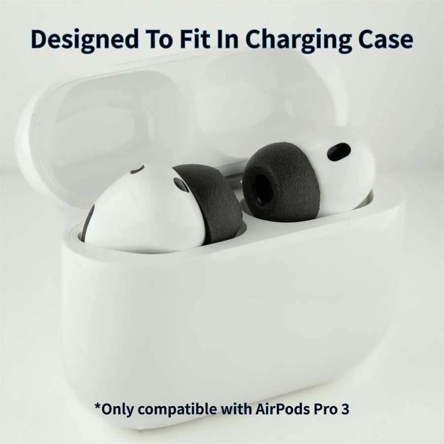 Comply (Medium) TrueGrip Memory Foam Tips for Apple AirPods Pro 3 - Black - Medium 3-pack (6x Medium size eartips) - compatible with AirPods Pro 3rd Generation